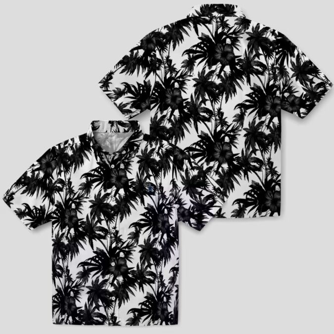 Dallas Cowboys Black White Hawaiian Shirt, Palm Motifs Aloha Vacation Shirt for Men