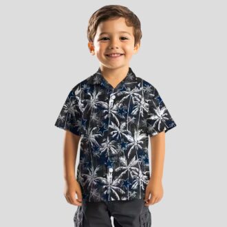 Dallas Cowboys Blue Black Hawaiian Shirt, Palm Pattern Aloha Beach Shirt for NFL Fans