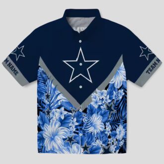 Dallas Cowboys Blue Floral Chevron Hawaiian Shirt, Custom NFL Beach Shirt for Summer