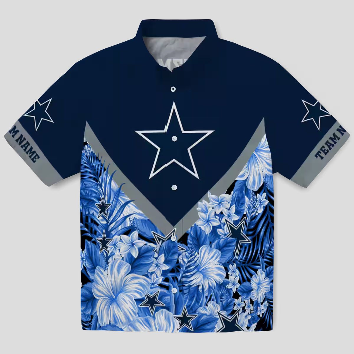 Dallas Cowboys Blue Floral Chevron Hawaiian Shirt, Custom NFL Beach Shirt for Summer