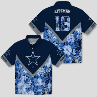 Dallas Cowboys Blue Floral Chevron Hawaiian Shirt, Custom NFL Beach Shirt for Summer