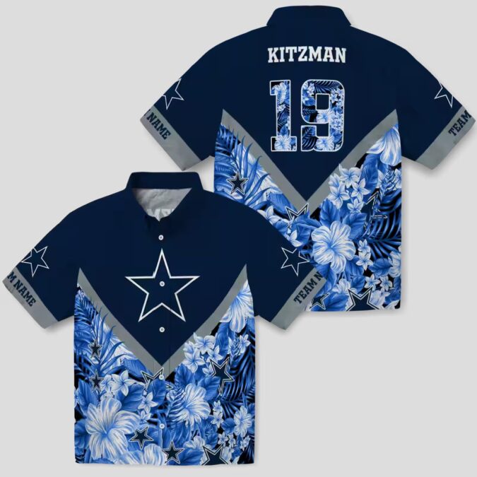 Dallas Cowboys Blue Floral Chevron Hawaiian Shirt, Custom NFL Beach Shirt for Summer