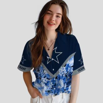 Dallas Cowboys Blue Floral Chevron Hawaiian Shirt, Custom NFL Beach Shirt for Summer