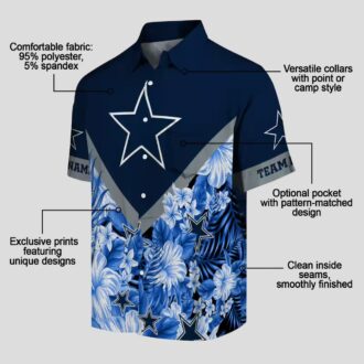 Dallas Cowboys Blue Floral Chevron Hawaiian Shirt, Custom NFL Beach Shirt for Summer