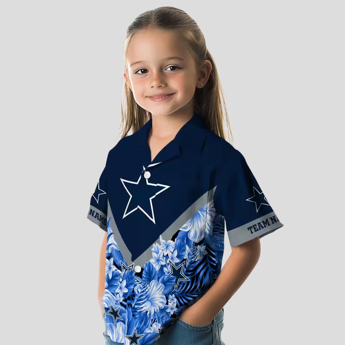 Dallas Cowboys Blue Floral Chevron Hawaiian Shirt, Custom NFL Beach Shirt for Summer