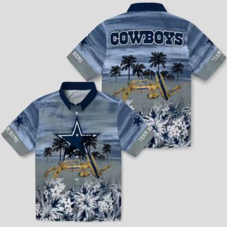 Dallas Cowboys Canoe Hawaiian Shirt, Blue Palm Tree Aloha NFL Team Shirt for Game Day