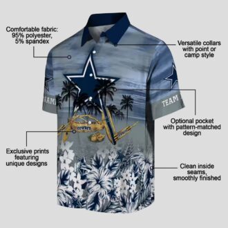 Dallas Cowboys Canoe Hawaiian Shirt, Blue Palm Tree Aloha NFL Team Shirt for Game Day