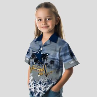 Dallas Cowboys Canoe Hawaiian Shirt, Blue Palm Tree Aloha NFL Team Shirt for Game Day