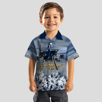 Dallas Cowboys Canoe Hawaiian Shirt, Blue Palm Tree Aloha NFL Team Shirt for Game Day