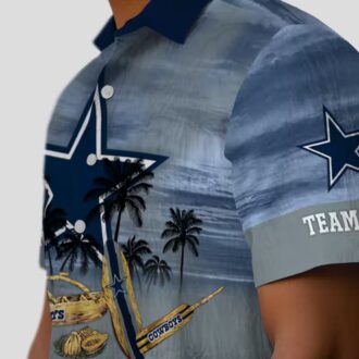 Dallas Cowboys Canoe Hawaiian Shirt, Blue Palm Tree Aloha NFL Team Shirt for Game Day