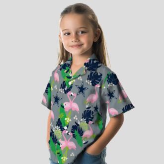 Dallas Cowboys Flamingo Foliage Hawaiian Shirt, Blue Green NFL Team Beach Shirt