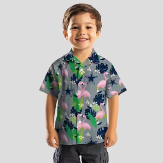 Dallas Cowboys Flamingo Foliage Hawaiian Shirt, Blue Green NFL Team Beach Shirt