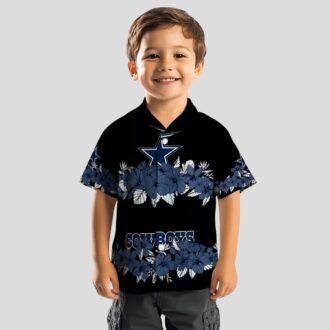 Dallas Cowboys Hawaiian Beach Shirt – Blue & Black Hibiscus Stripe Print