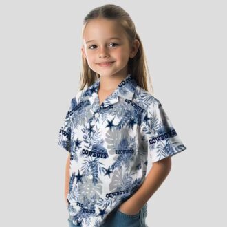 Dallas Cowboys Hawaiian Shirt for Men, Blue White Tropical Leaves NFL Summer Shirt