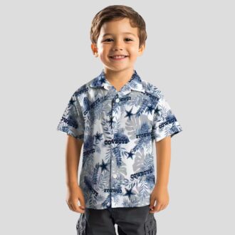 Dallas Cowboys Hawaiian Shirt for Men, Blue White Tropical Leaves NFL Summer Shirt