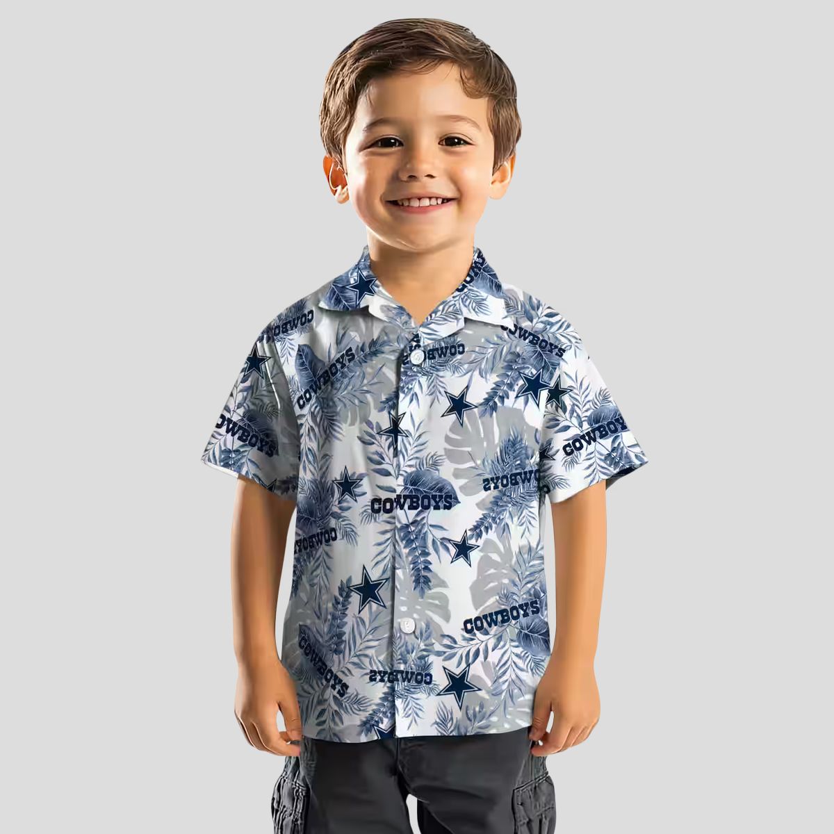 Dallas Cowboys Hawaiian Shirt for Men, Blue White Tropical Leaves NFL Summer Shirt