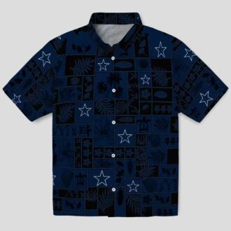 Dallas Cowboys Hawaiian Shirt, Tropical Patchwork Aloha Beach Shirt for NFL Fans