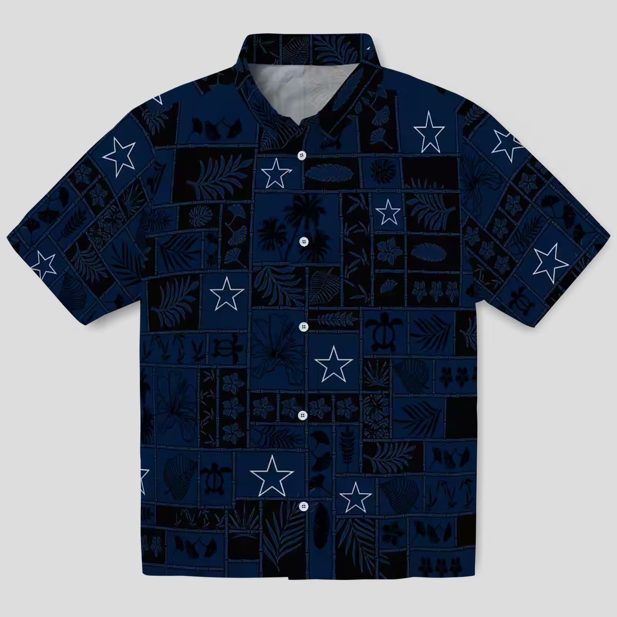 Dallas Cowboys Hawaiian Shirt, Tropical Patchwork Aloha Beach Shirt for NFL Fans