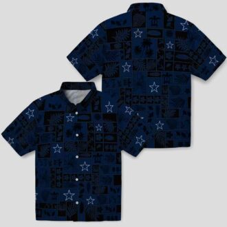 Dallas Cowboys Hawaiian Shirt, Tropical Patchwork Aloha Beach Shirt for NFL Fans