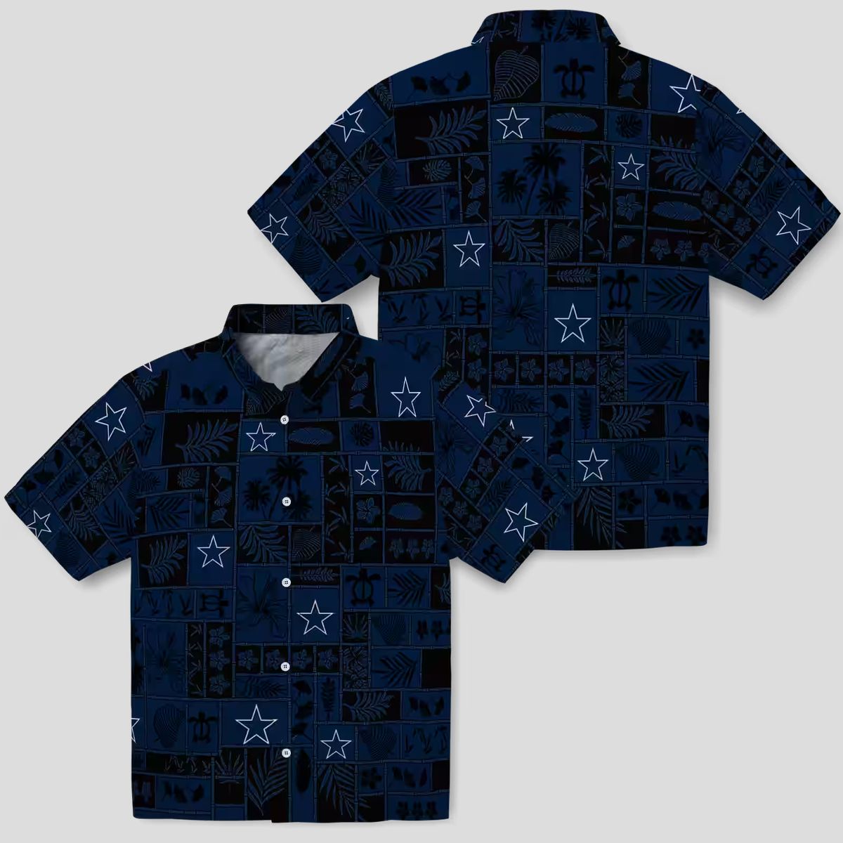 Dallas Cowboys Hawaiian Shirt, Tropical Patchwork Aloha Beach Shirt for NFL Fans