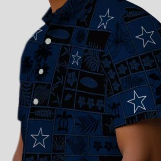 Dallas Cowboys Hawaiian Shirt, Tropical Patchwork Aloha Beach Shirt for NFL Fans