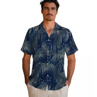 Dallas Cowboys Hawaiian Vacation Shirt, Blue Leafy Palms Aloha Shirt for Football Fans