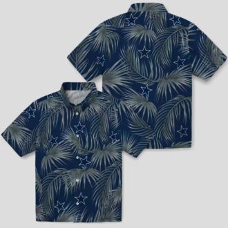Dallas Cowboys Hawaiian Vacation Shirt, Blue Leafy Palms Aloha Shirt for Football Fans