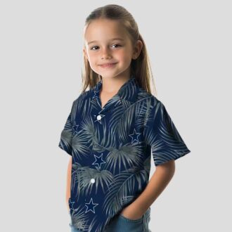 Dallas Cowboys Hawaiian Vacation Shirt, Blue Leafy Palms Aloha Shirt for Football Fans