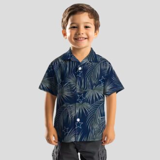 Dallas Cowboys Hawaiian Vacation Shirt, Blue Leafy Palms Aloha Shirt for Football Fans