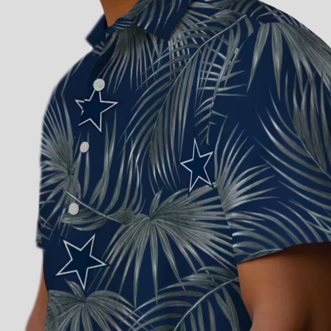 Dallas Cowboys Hawaiian Vacation Shirt, Blue Leafy Palms Aloha Shirt for Football Fans