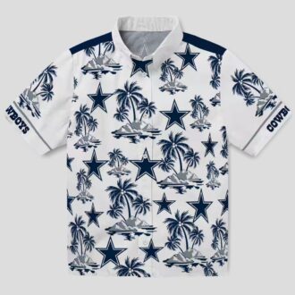 Dallas Cowboys NFL Hawaiian Shirt, Tropical Palm Island Blue White Aloha Shirt