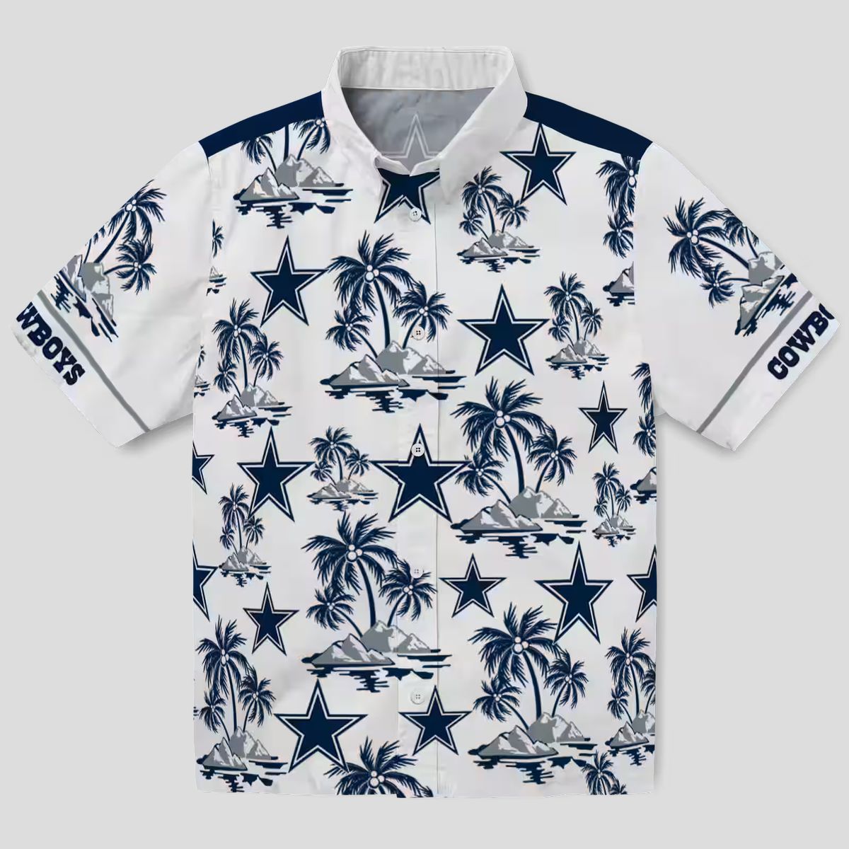 Dallas Cowboys NFL Hawaiian Shirt, Tropical Palm Island Blue White Aloha Shirt