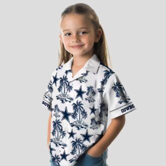 Dallas Cowboys NFL Hawaiian Shirt, Tropical Palm Island Blue White Aloha Shirt