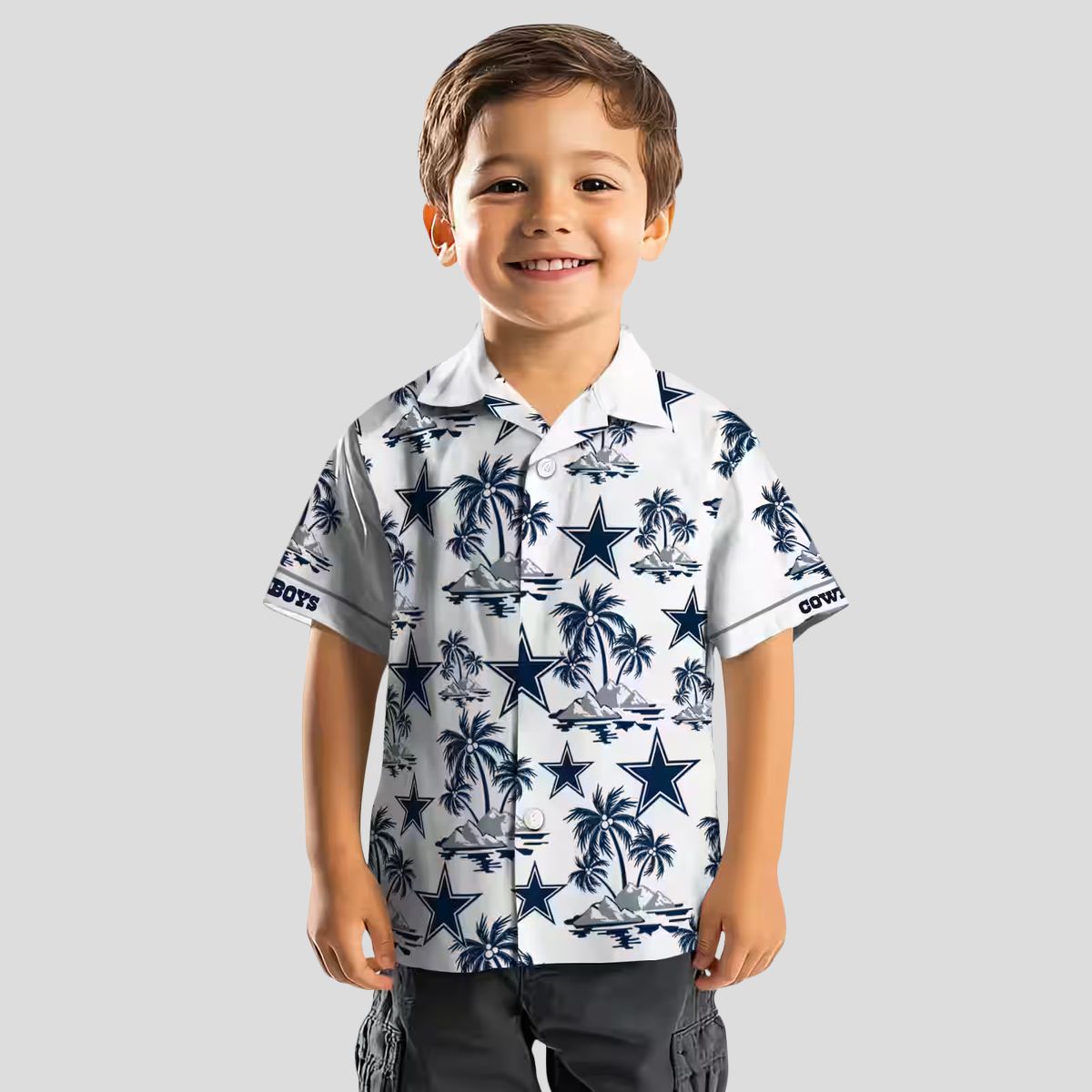Dallas Cowboys NFL Hawaiian Shirt, Tropical Palm Island Blue White Aloha Shirt