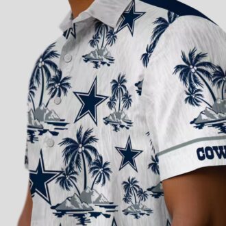Dallas Cowboys NFL Hawaiian Shirt, Tropical Palm Island Blue White Aloha Shirt