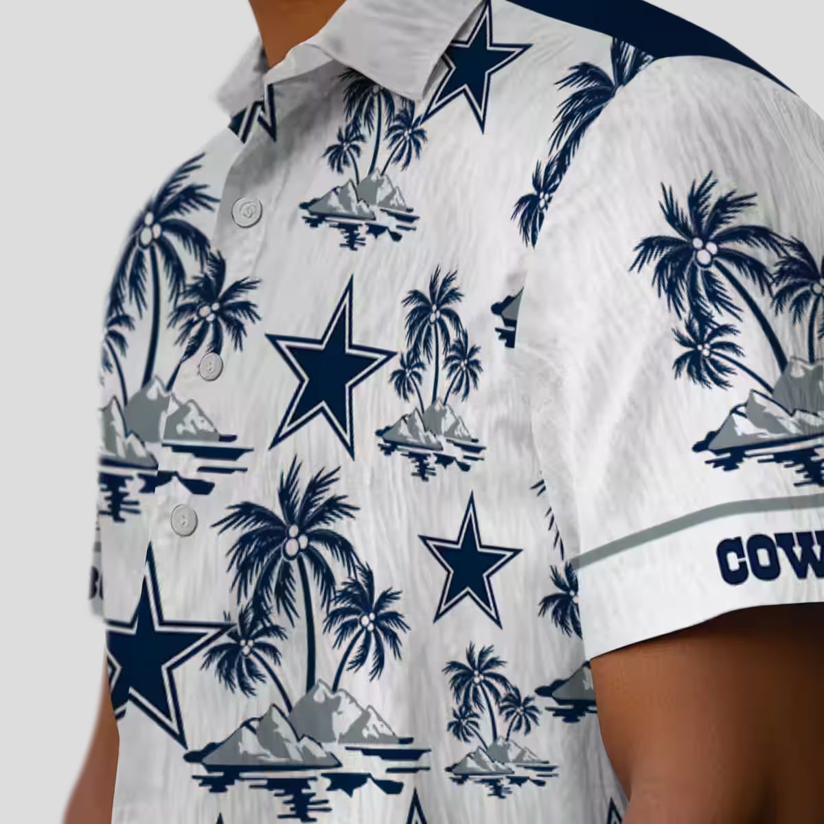 Dallas Cowboys NFL Hawaiian Shirt, Tropical Palm Island Blue White Aloha Shirt