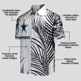 Dallas Cowboys Palm Stripes Hawaiian Shirt, Aloha Summer Blue Black White Shirt for Mens