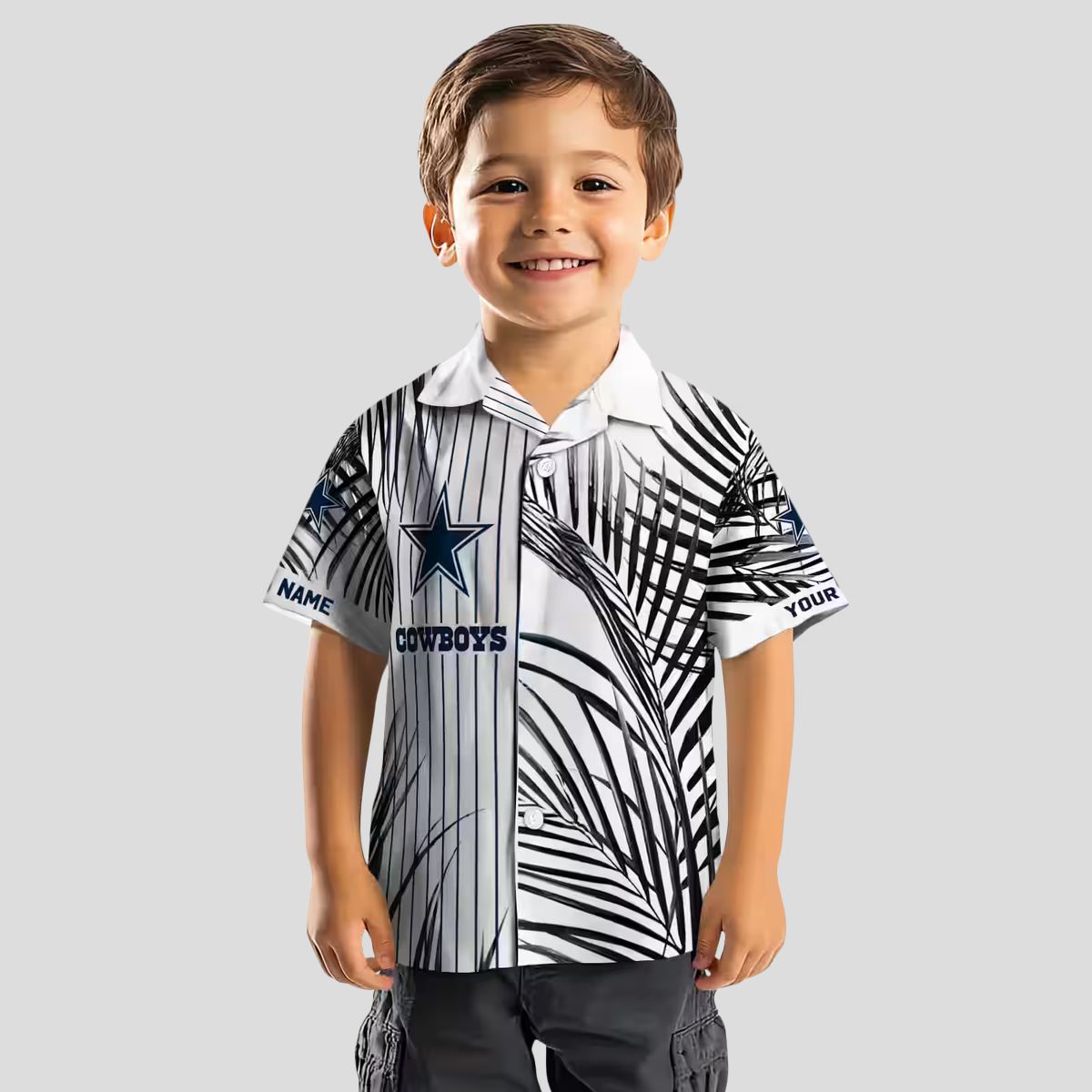 Dallas Cowboys Palm Stripes Hawaiian Shirt, Aloha Summer Blue Black White Shirt for Mens