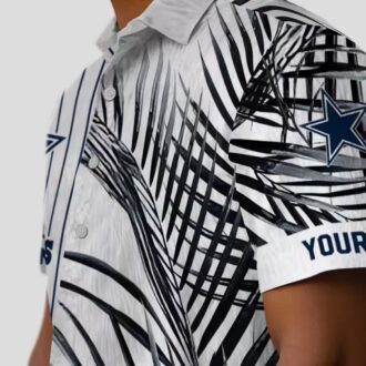 Dallas Cowboys Palm Stripes Hawaiian Shirt, Aloha Summer Blue Black White Shirt for Mens