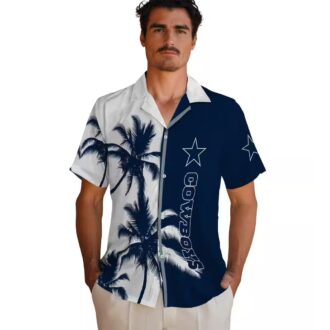 Dallas Cowboys Palm Tree Aloha Shirt, Blue & White NFL Summer Outfit for Mens & Womens