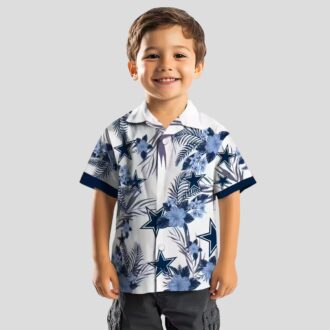 Dallas Cowboys Patriotic Hibiscus Hawaiian Shirt, Football Fans NFL Blue White Shirt