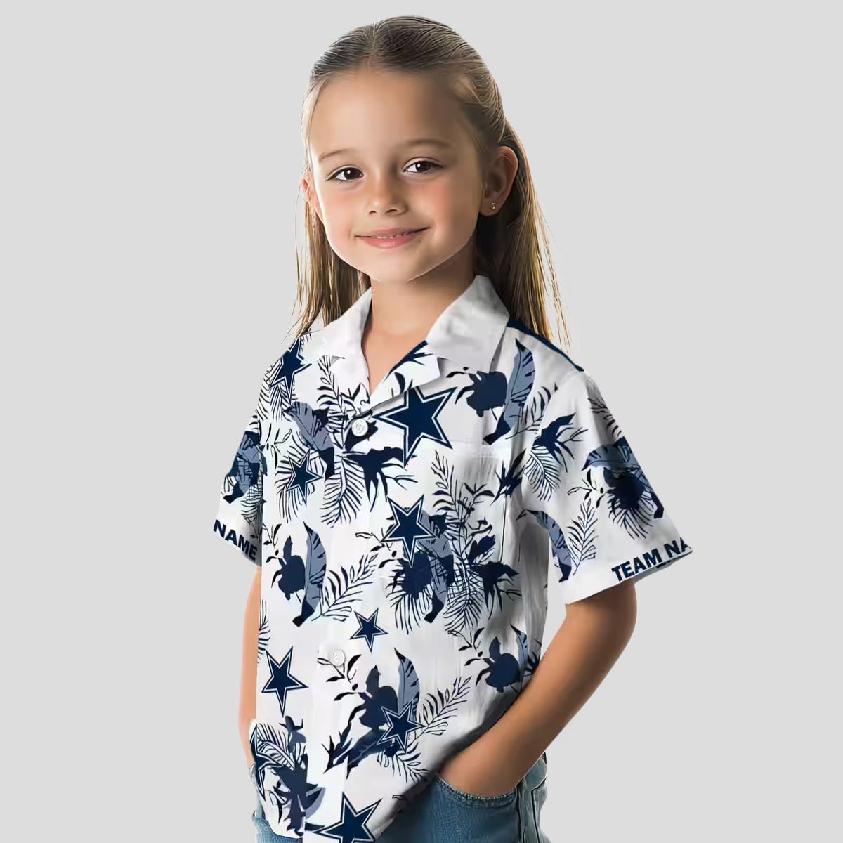Dallas Cowboys Personalized Hawaiian Shirt, Blue & White Botanical Beach Shirt for NFL Fans