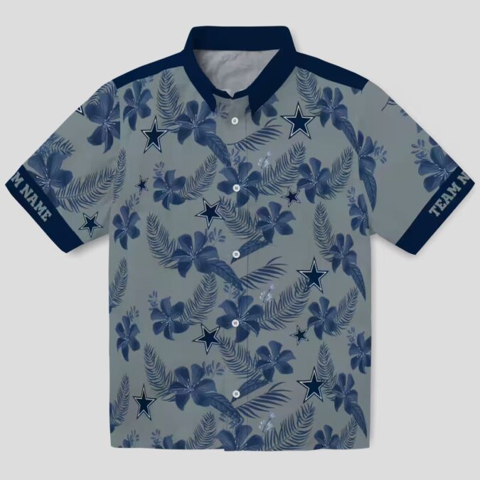 Dallas Cowboys Silver Hawaiian Shirt, Custom Botanical NFL Beach Shirt for Summer