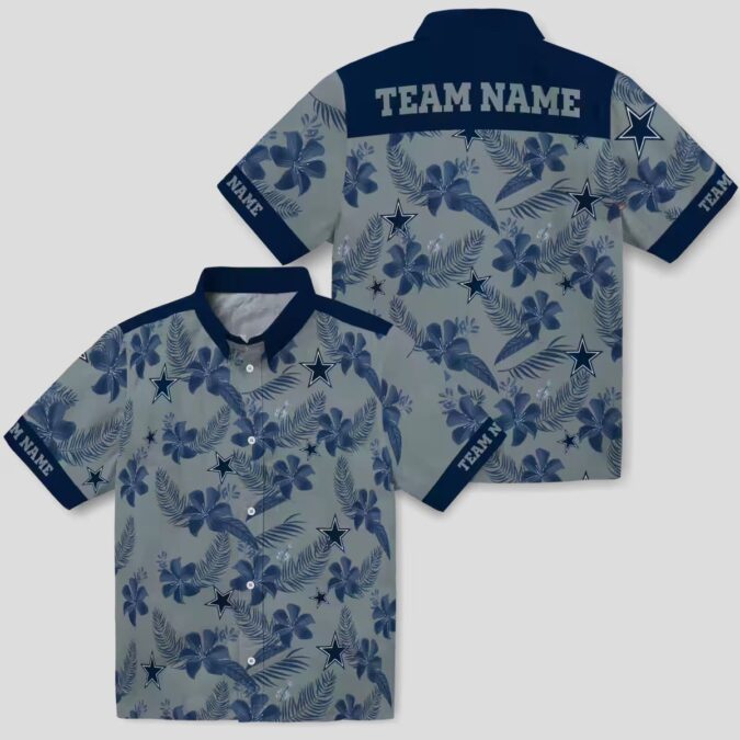 Dallas Cowboys Silver Hawaiian Shirt, Custom Botanical NFL Beach Shirt for Summer