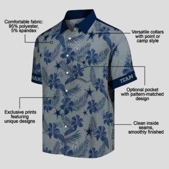 Dallas Cowboys Silver Hawaiian Shirt, Custom Botanical NFL Beach Shirt for Summer
