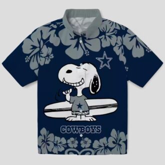 Dallas Cowboys Snoopy Surf Hawaiian Shirt, NFL Beach Shirt in Blue & White for Vacation