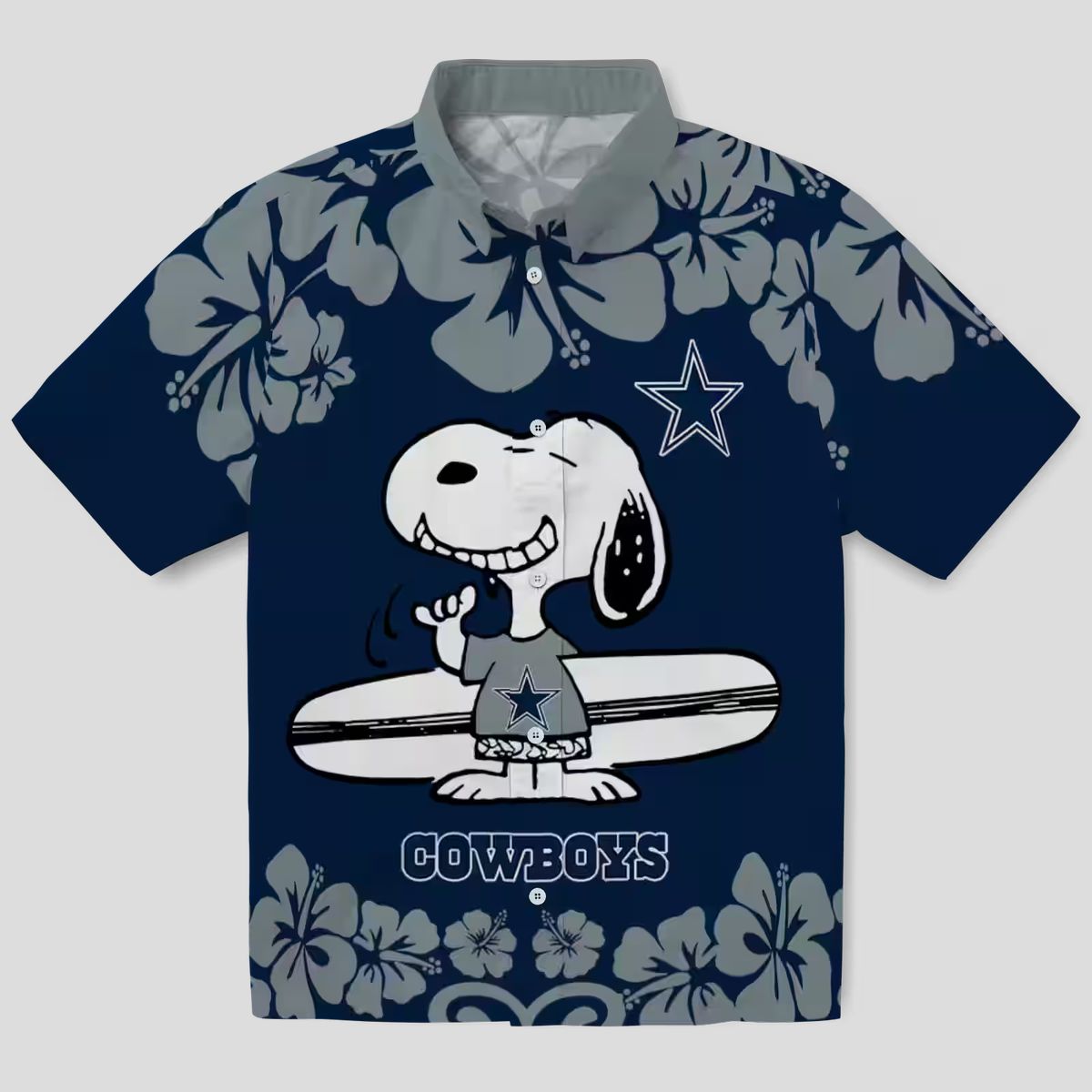 Dallas Cowboys Snoopy Surf Hawaiian Shirt, NFL Beach Shirt in Blue & White for Vacation