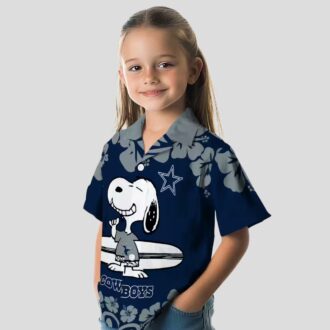 Dallas Cowboys Snoopy Surf Hawaiian Shirt, NFL Beach Shirt in Blue & White for Vacation