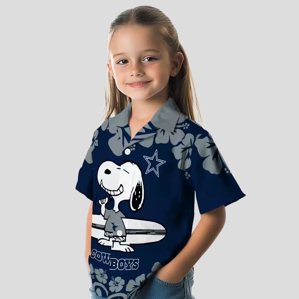 Dallas Cowboys Snoopy Surf Hawaiian Shirt, NFL Beach Shirt in Blue & White for Vacation