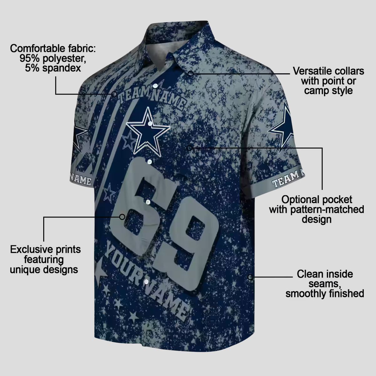 Dallas Cowboys Star Stripes Blue Hawaiian Shirt, Custom NFL Beachwear for Football Fans